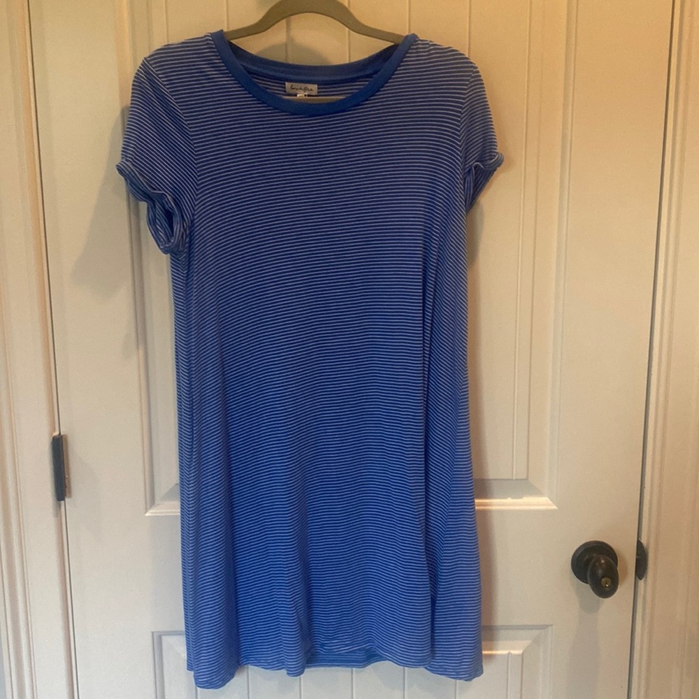 Blue and white striped dress size medium